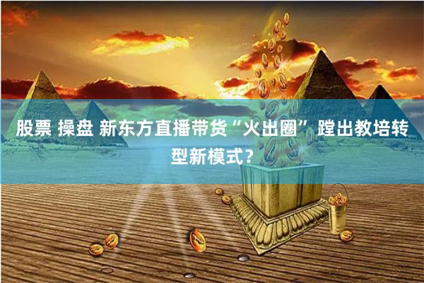 股票 操盘 新东方直播带货“火出圈” 蹚出教培转型新模式？